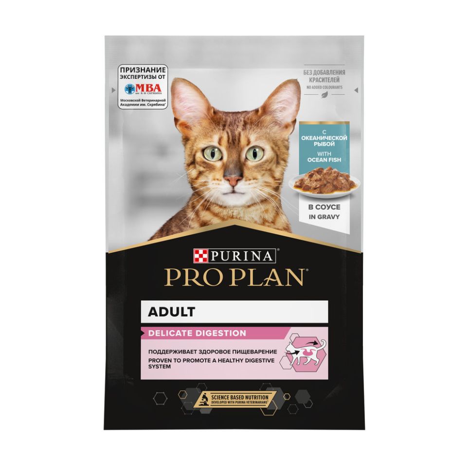 Purina: Pro Plan Delicate Консервы для кошек с чувствительным пищеварением, океаническая рыба, пауч, 85 гр