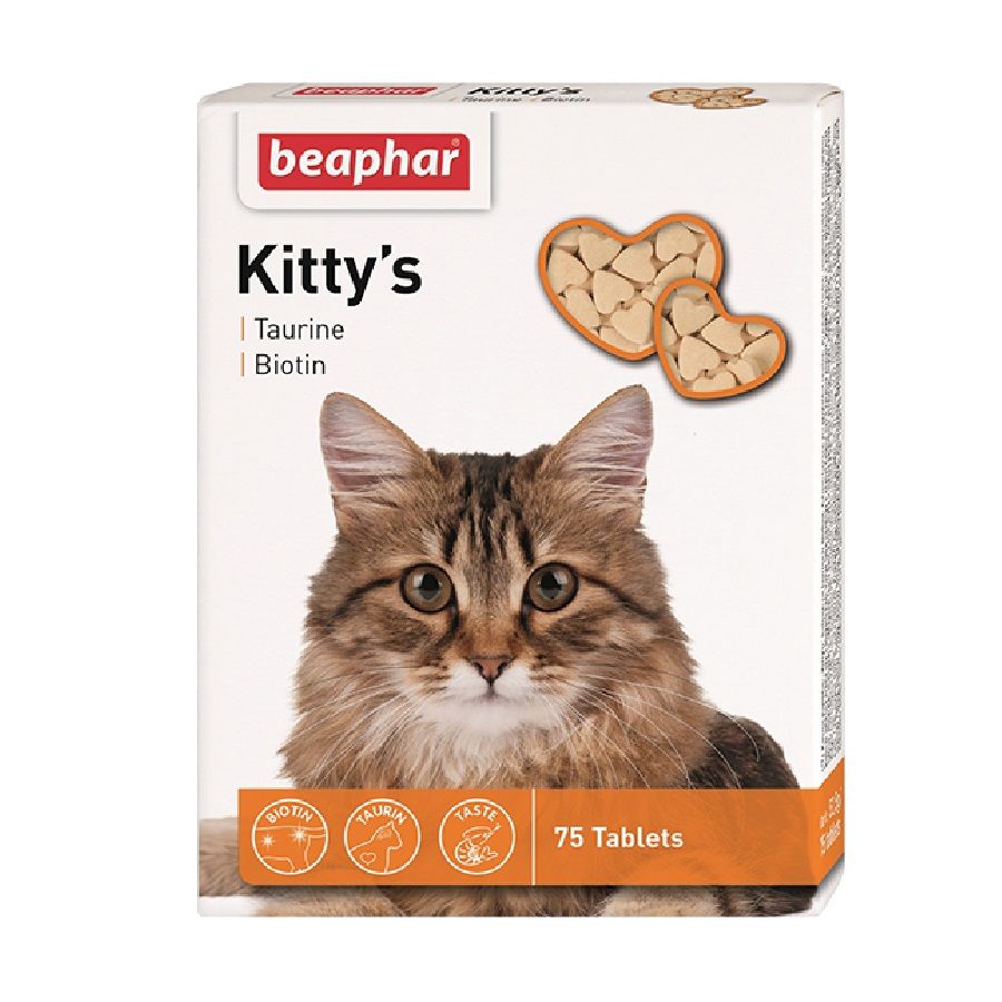 Beaphar: Кормовая добавка Kitty's + Taurine-Biotine с биотином и таурином для кошек, 75 табл.
