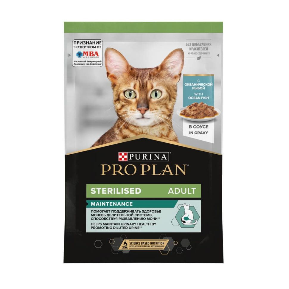 Purina: Pro Plan Консервы для стерилизованных кошек и кастрированных котов, океаническая рыба в желе, пауч, 85 гр